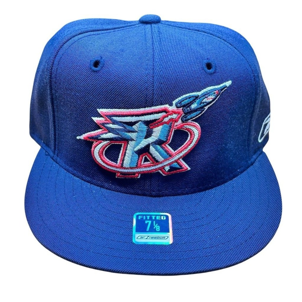 Vintage Houston Rockets Reebok Fitted Cap Blue Size 7 1/8 NBA Hat